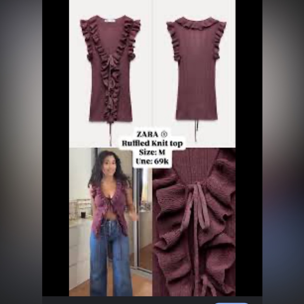 Zara Ruffled bow knit top - Picture 3 of 6